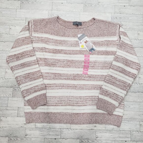 Berkley Jensen Textured Stripe Sweater Soft Cozy Preppy Retro Womens XXL 2XL - Picture 3 of 12